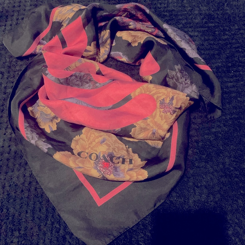 Coach X Kaffe Fassett silk square scarf 34  x 35”